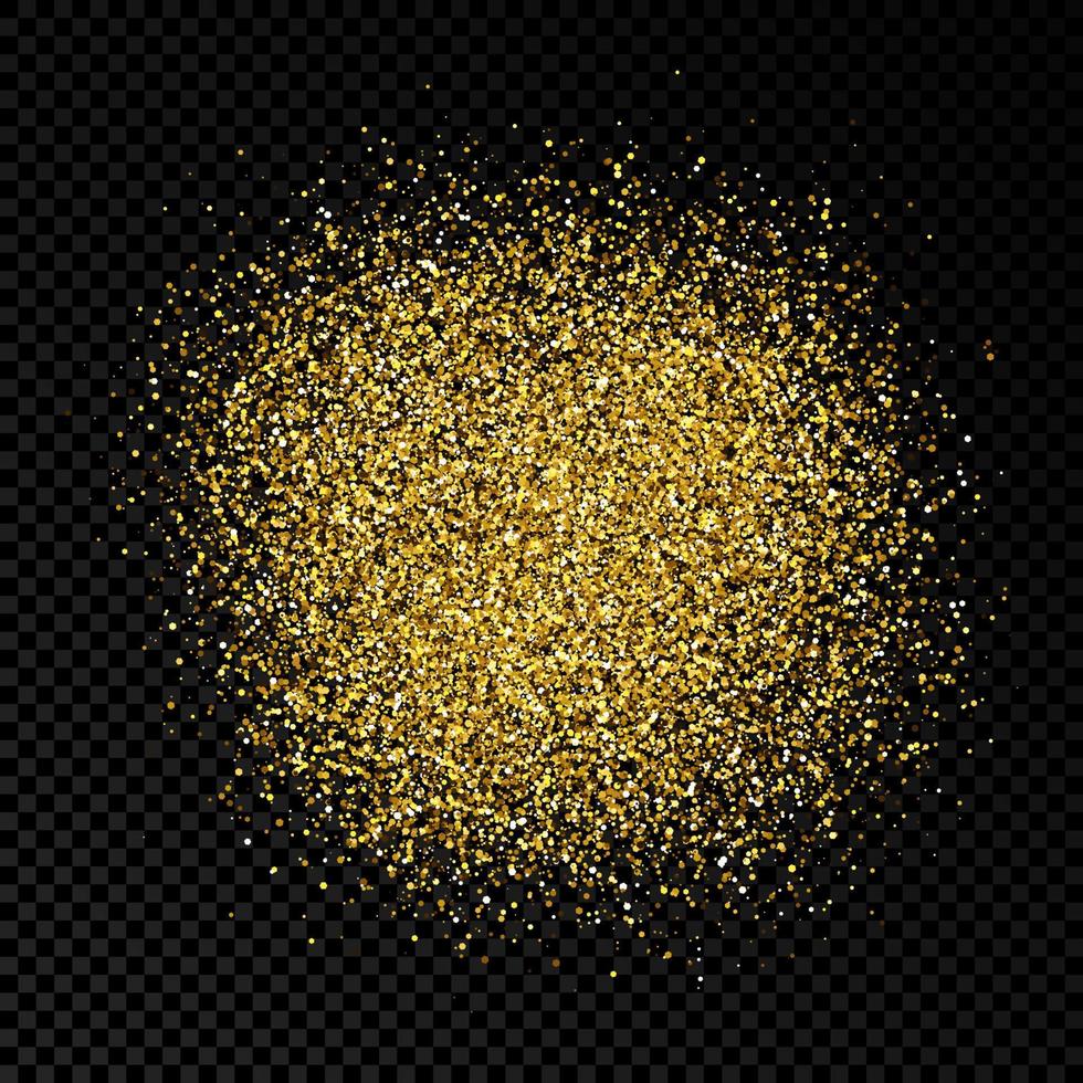 Golden glittering backdrop on a dark transparent background. Background with gold glitter effect and empty space for your text. Vector illustration