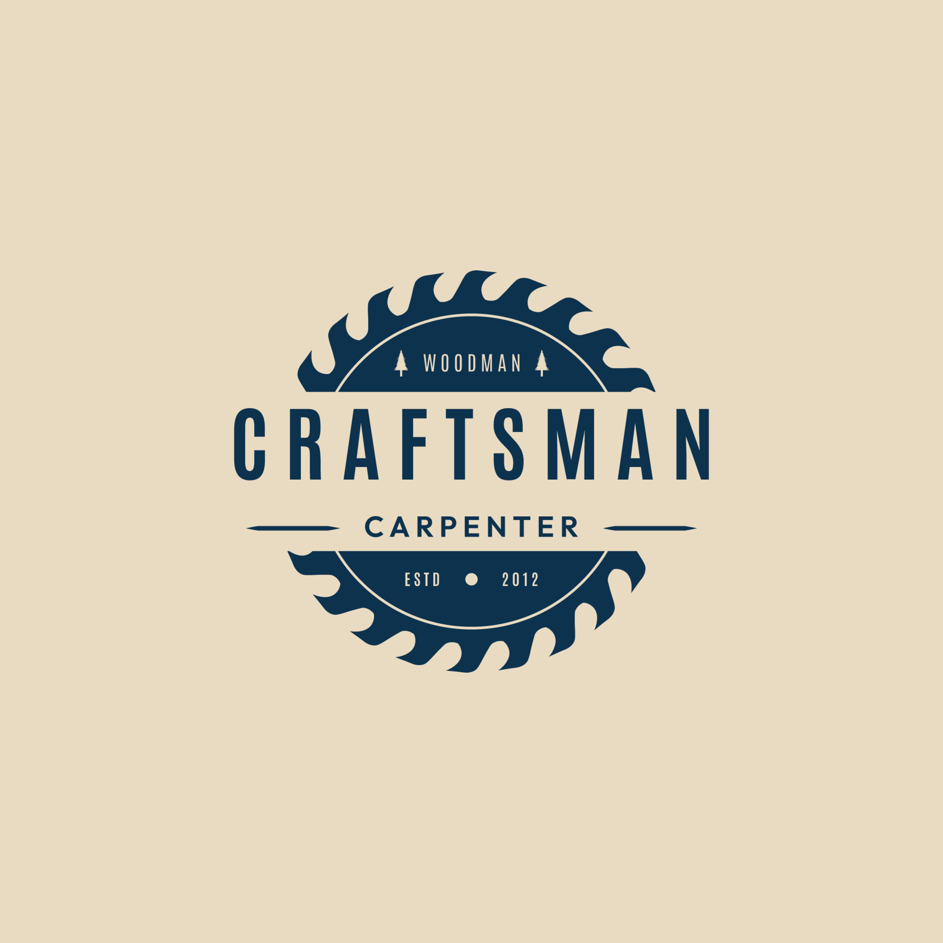 Sawmill Carpentry Craftsman Vintage Logo Vector Illustration Design craftsman-logo-symbol-meaning-history-png-brand