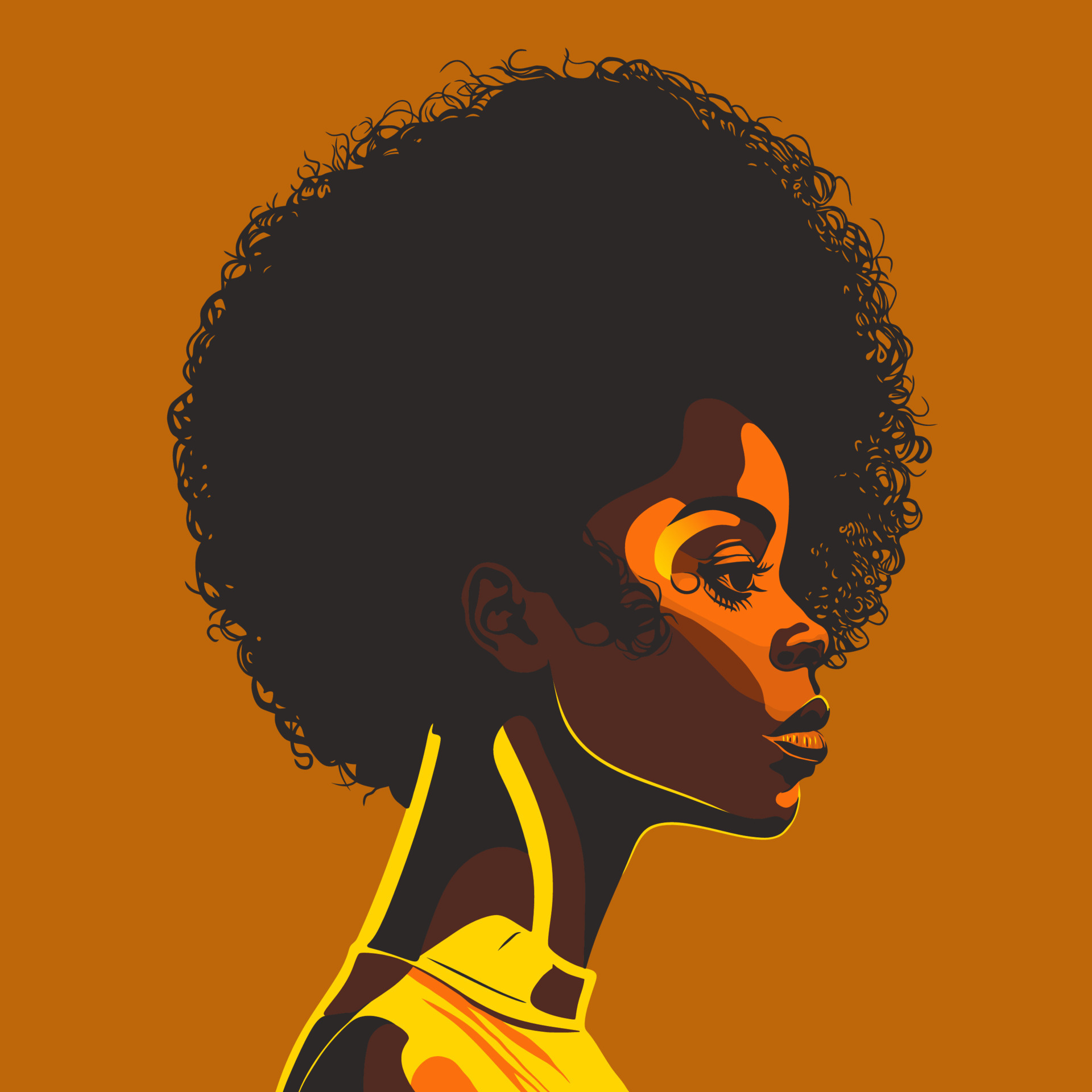 Black Woman Afro Painting