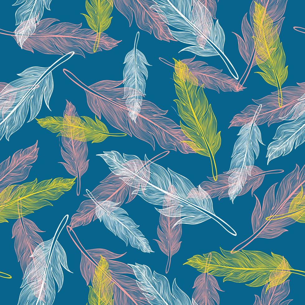 Vector vintage seamless feather pattern