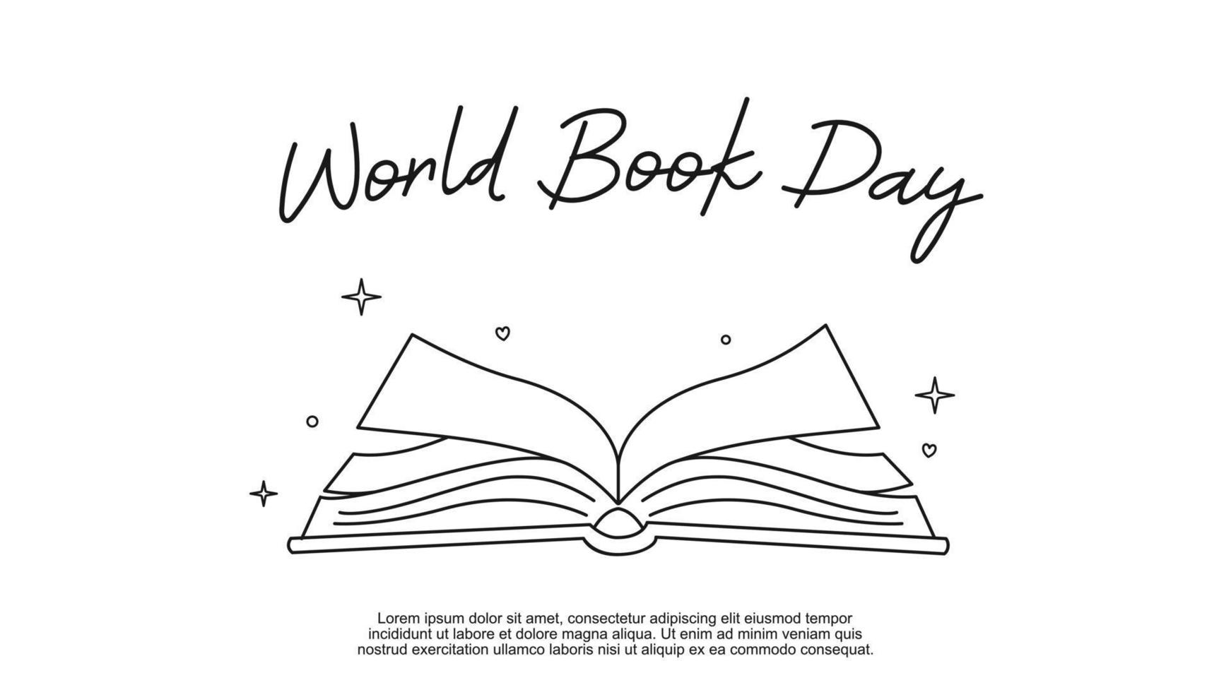 World Book Day SImple Flat Line Illustration 20409389 Vector Art at