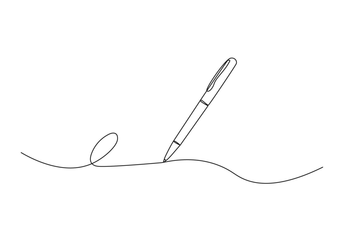 One continuous line of pen writing on a sheet. Vector illustration