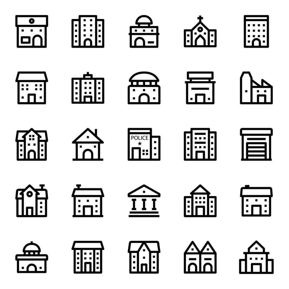 Outline icons for building. vector
