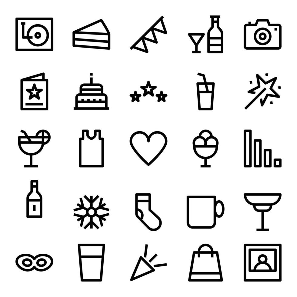 Outline icons for celebration and party. vector