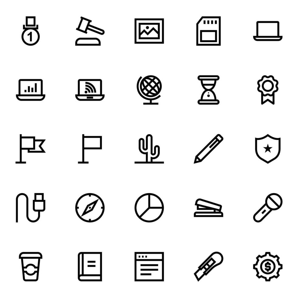 Outline icons for Business, office and internet. vector