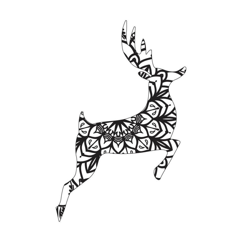 silhouette of a deer line art mandala vector