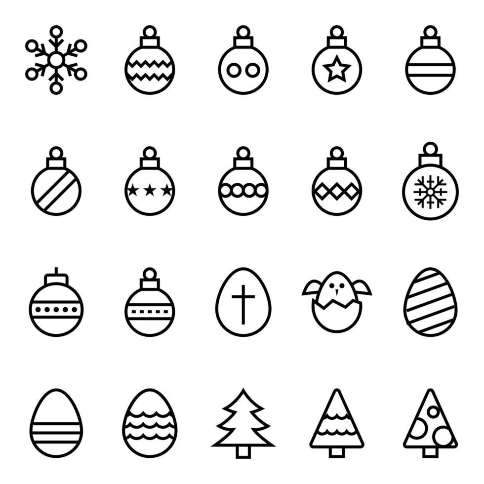 Outline icons for Christmas and easter. vector