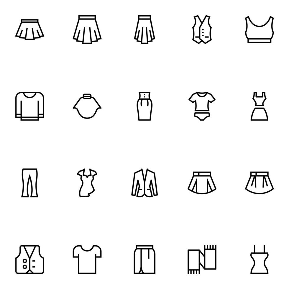 Outline icons for clothes. vector