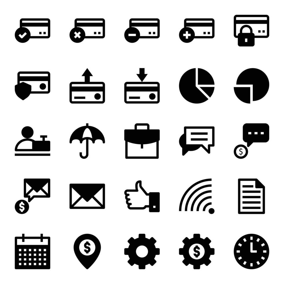 Glyph icons for Credit card payments. vector