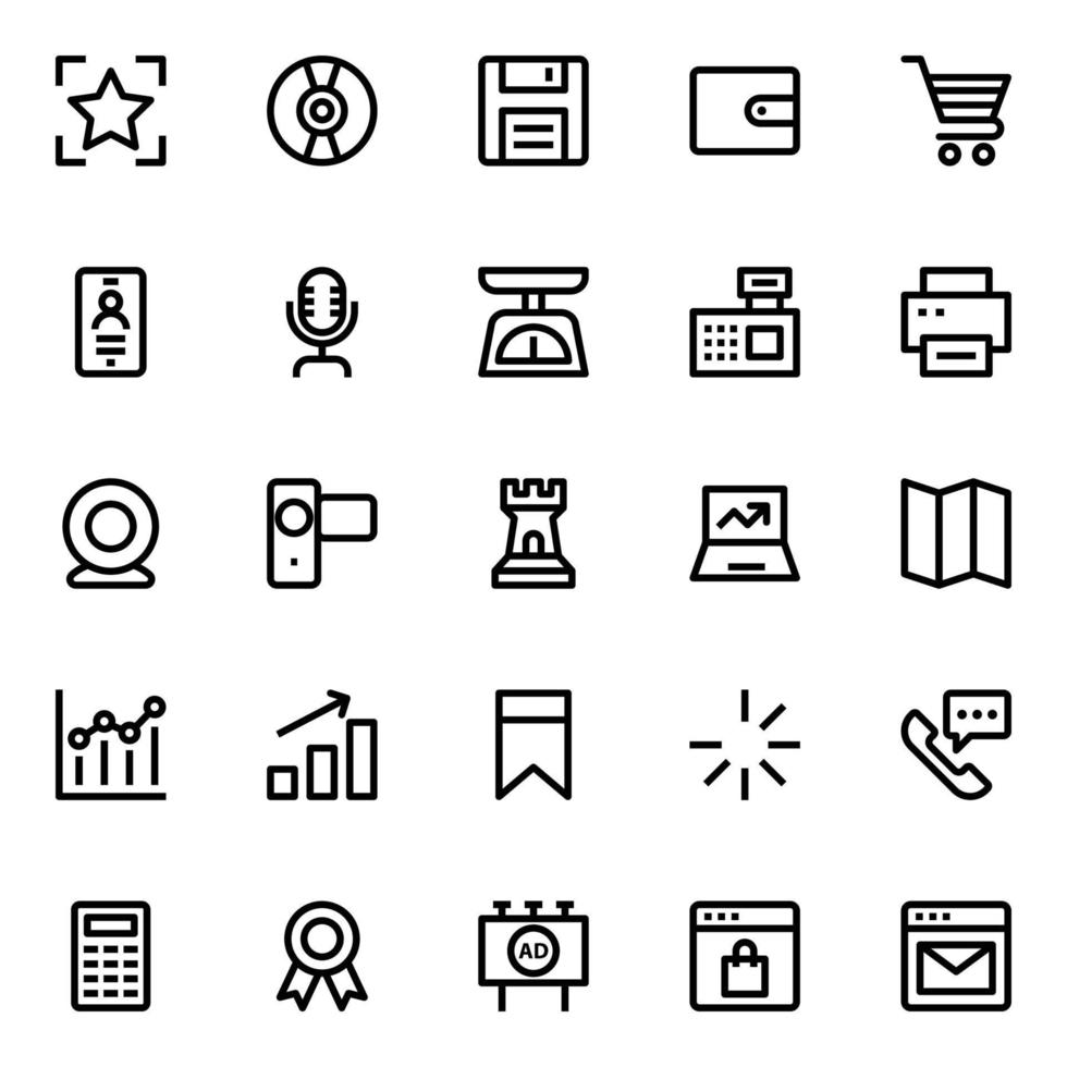 Outline icons for digital marketing. vector