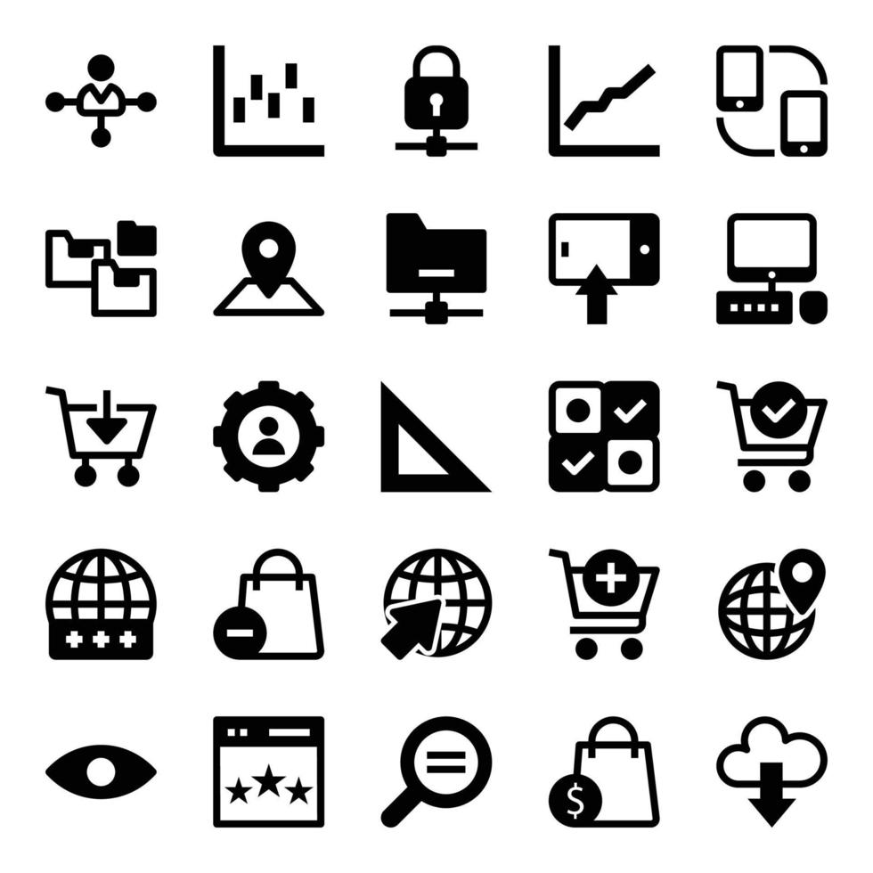 Glyph icons for data analytics. vector