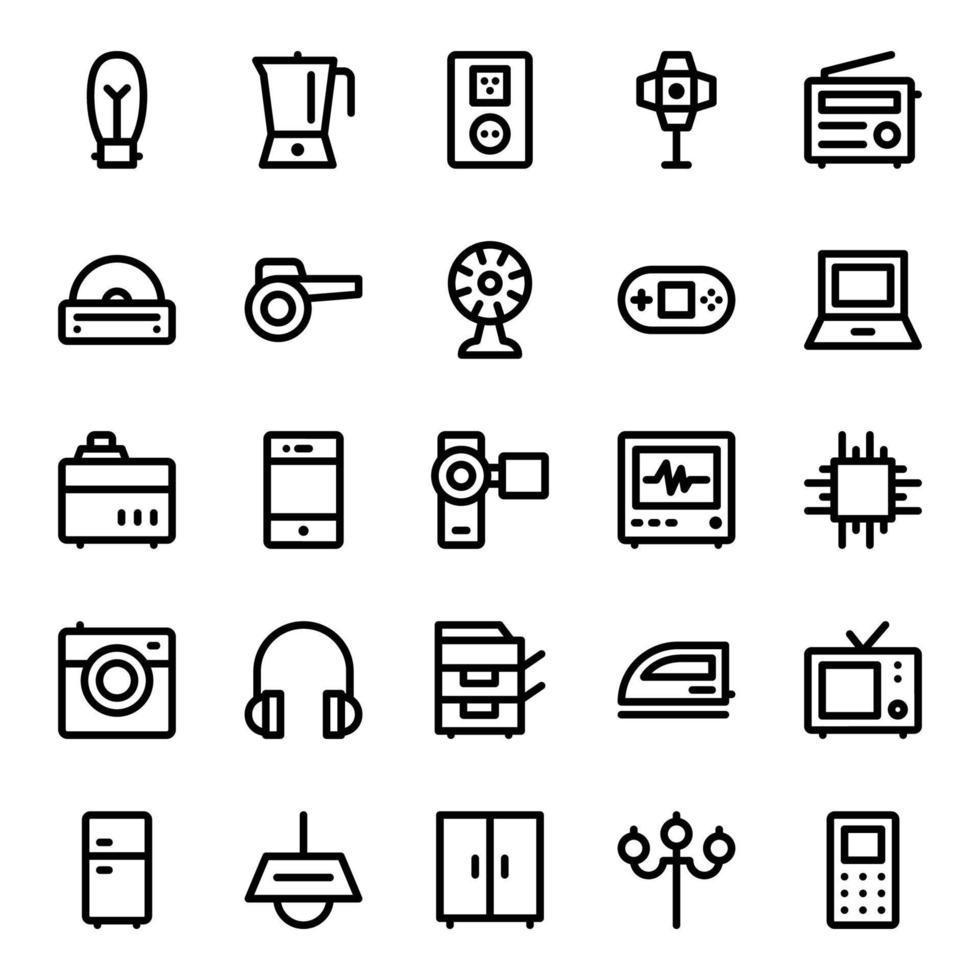 Outline icons for electronics. vector