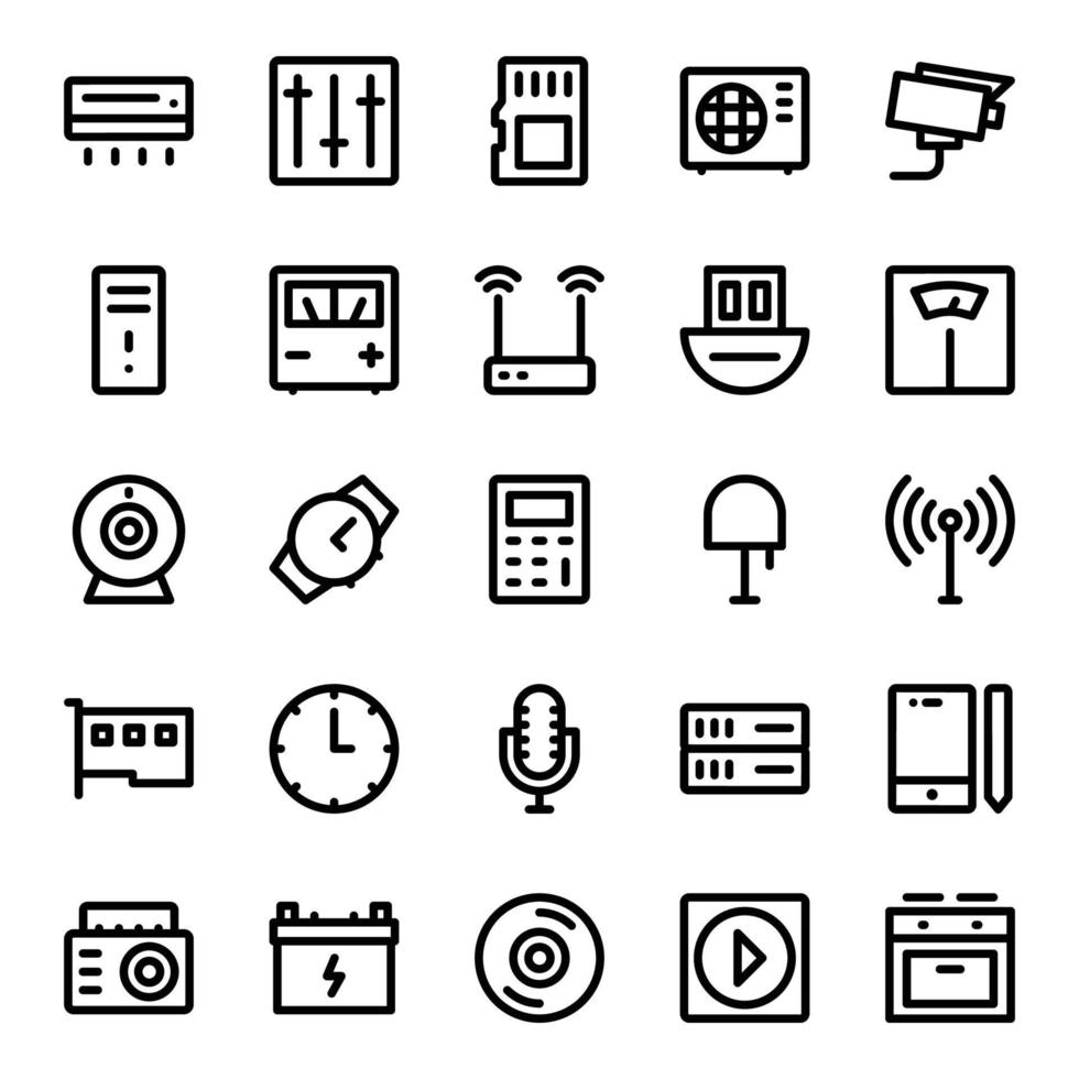 Outline icons for electronics. vector