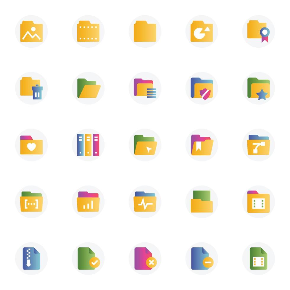 Gradient color icons for File and folder. vector