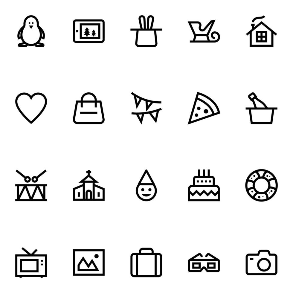 Outline icons for Christmas. vector