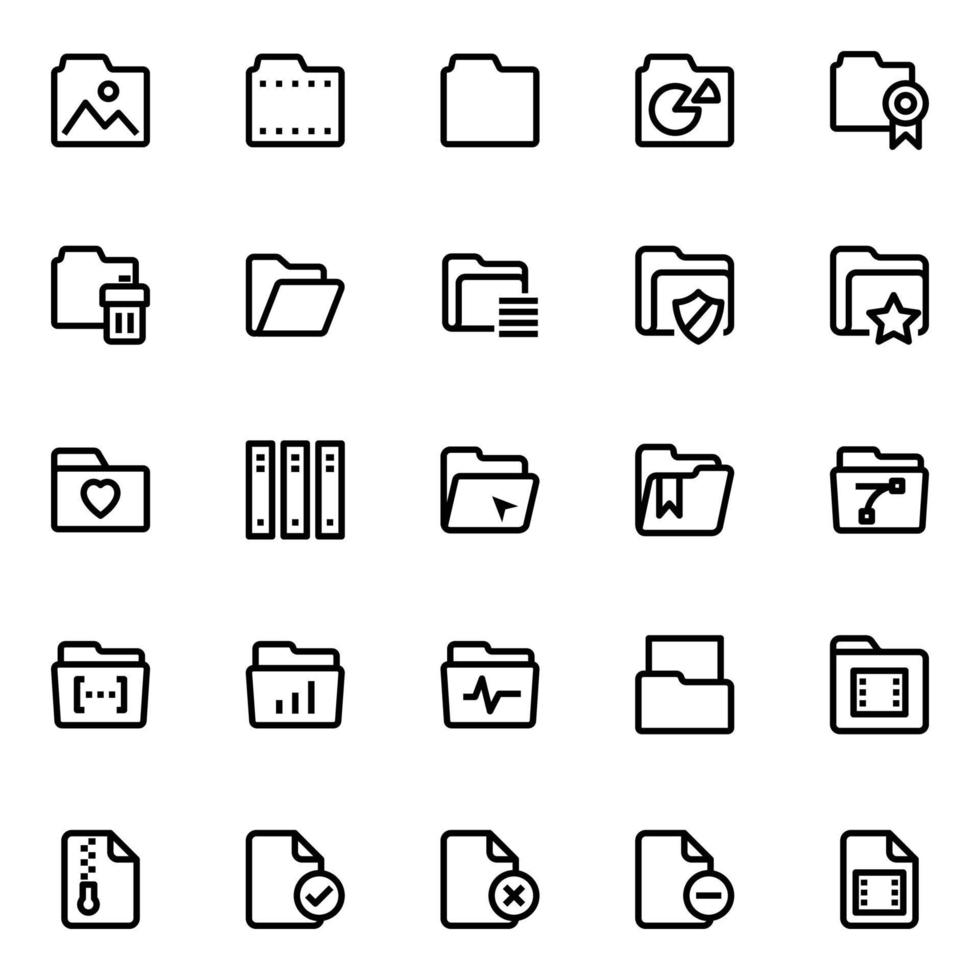 Outline icons for File and folder. vector