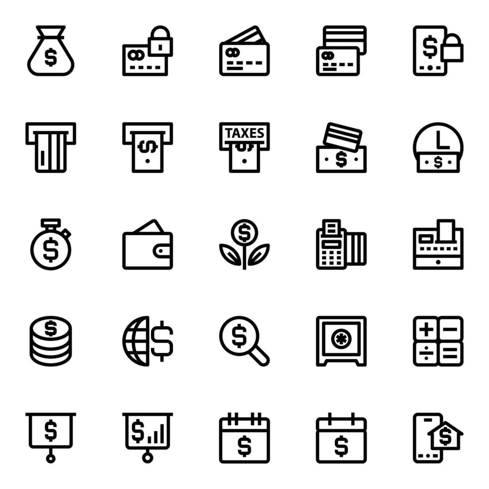 Outline icons for finance and payments. 20410040 Vector Art at Vecteezy
