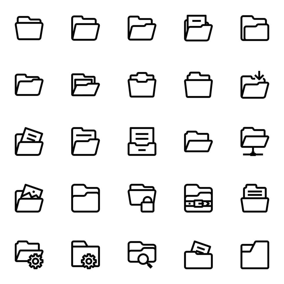 Outline icons for File and folder. vector