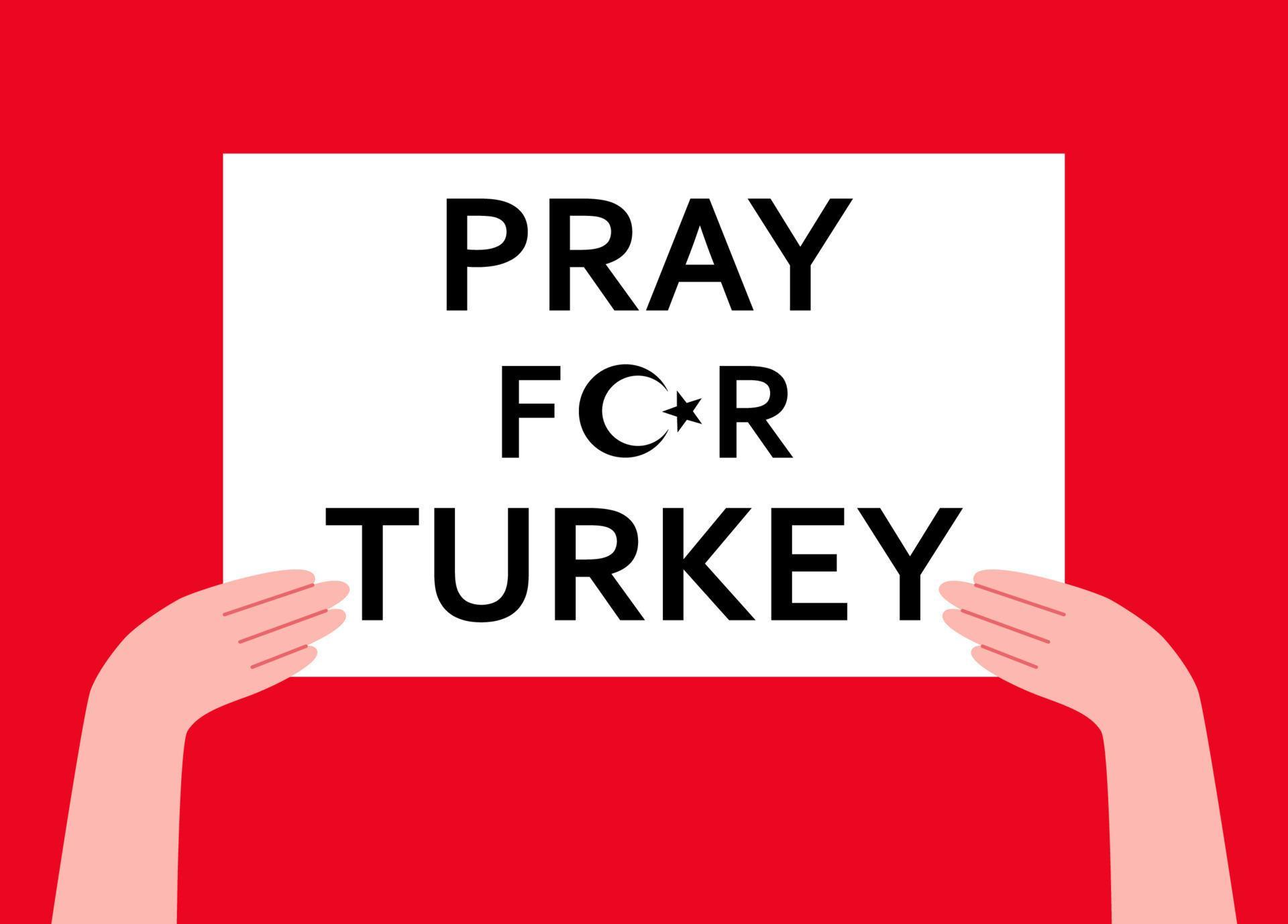 Pray for Turkey. Turkey is under earthquake. Turkey flag post for awareness message. Person