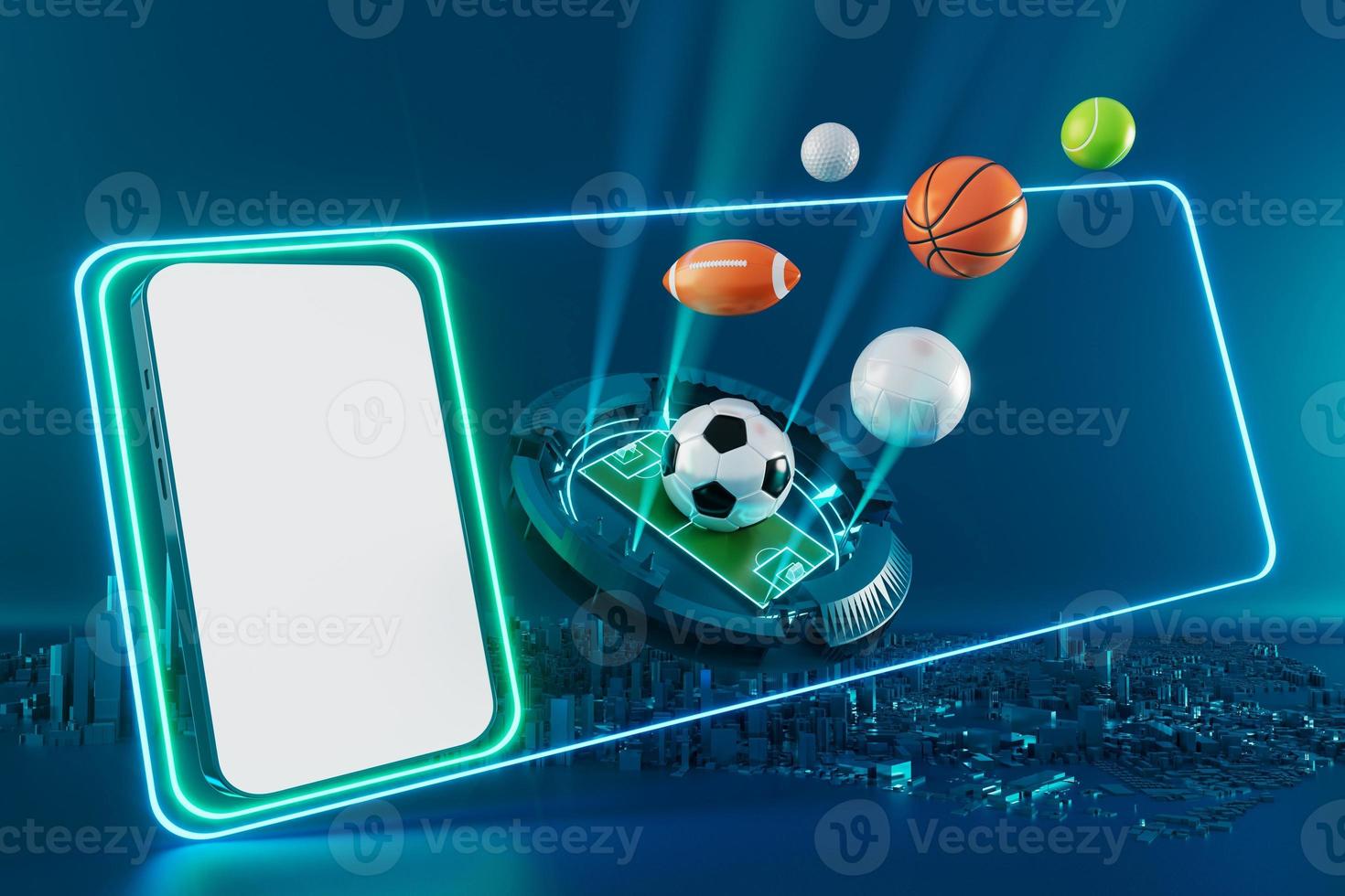 3d football object design. realistic rendering. abstract futuristic background. 3d illustration. motion geometry concept. sport competition graphic. tournament game bet content. soccer ball element. photo