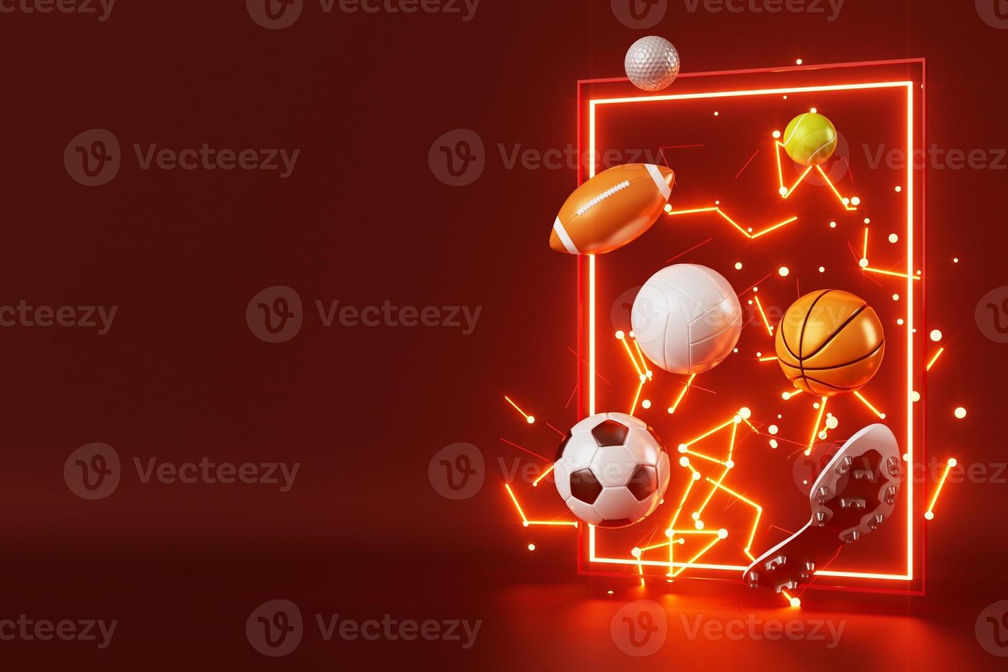 3d football object design. realistic rendering. abstract futuristic background. 3d illustration. motion geometry concept. sport competition graphic. tournament game bet content. soccer ball element. photo