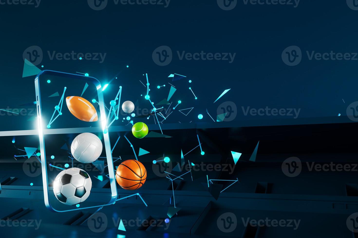 3d football object design. realistic rendering. abstract futuristic background. 3d illustration. motion geometry concept. sport competition graphic. tournament game bet content. soccer ball element. photo