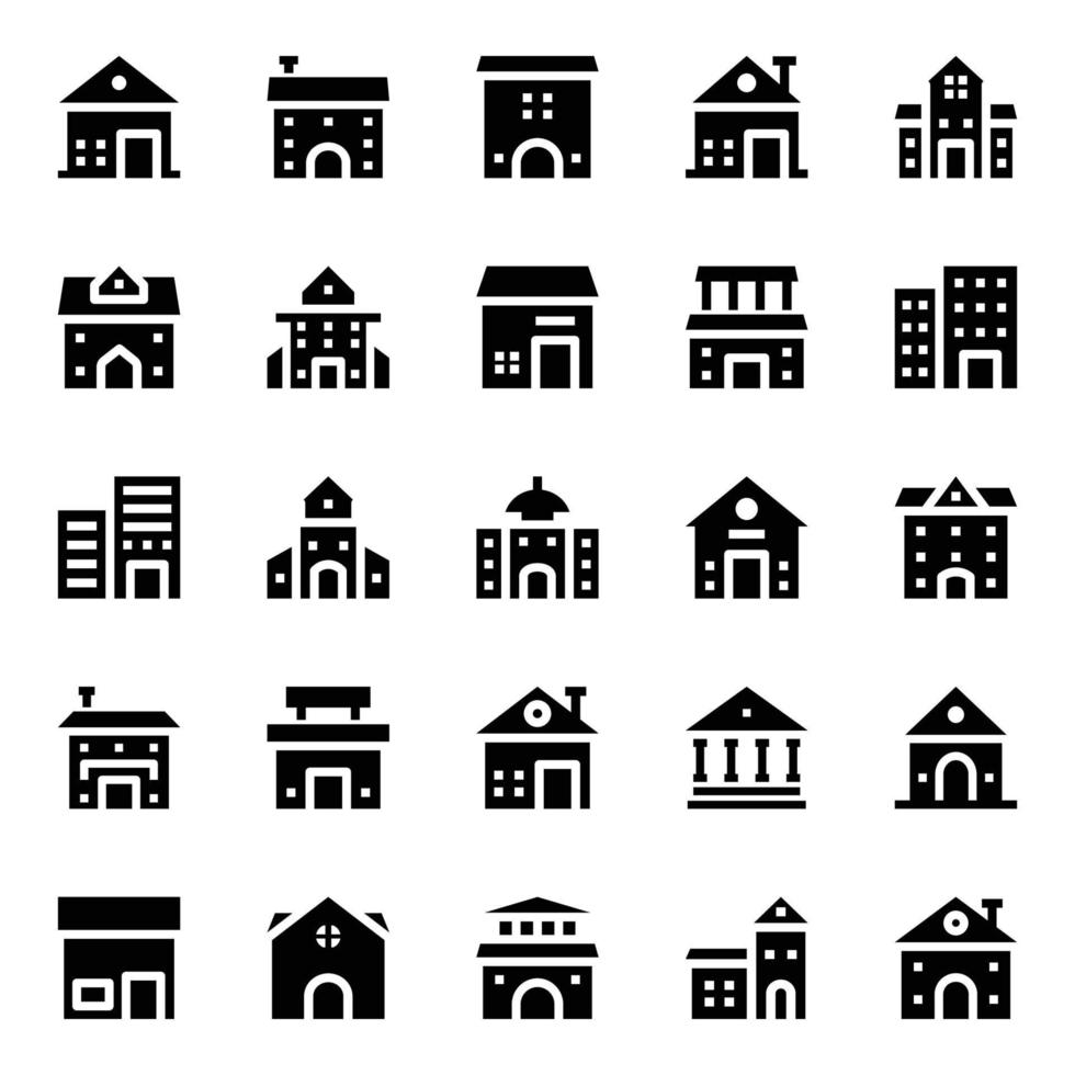 glifo íconos para edificio. vector