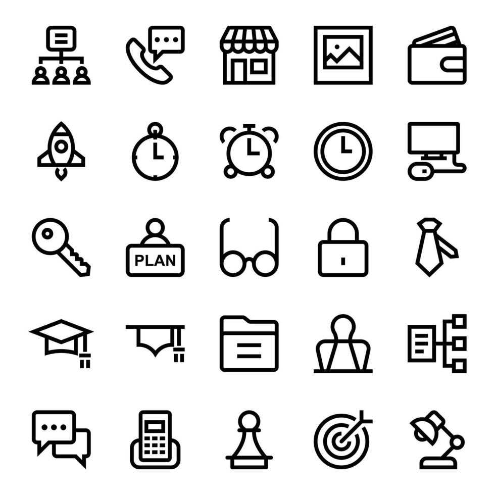 Outline icons for Business management and growth. vector