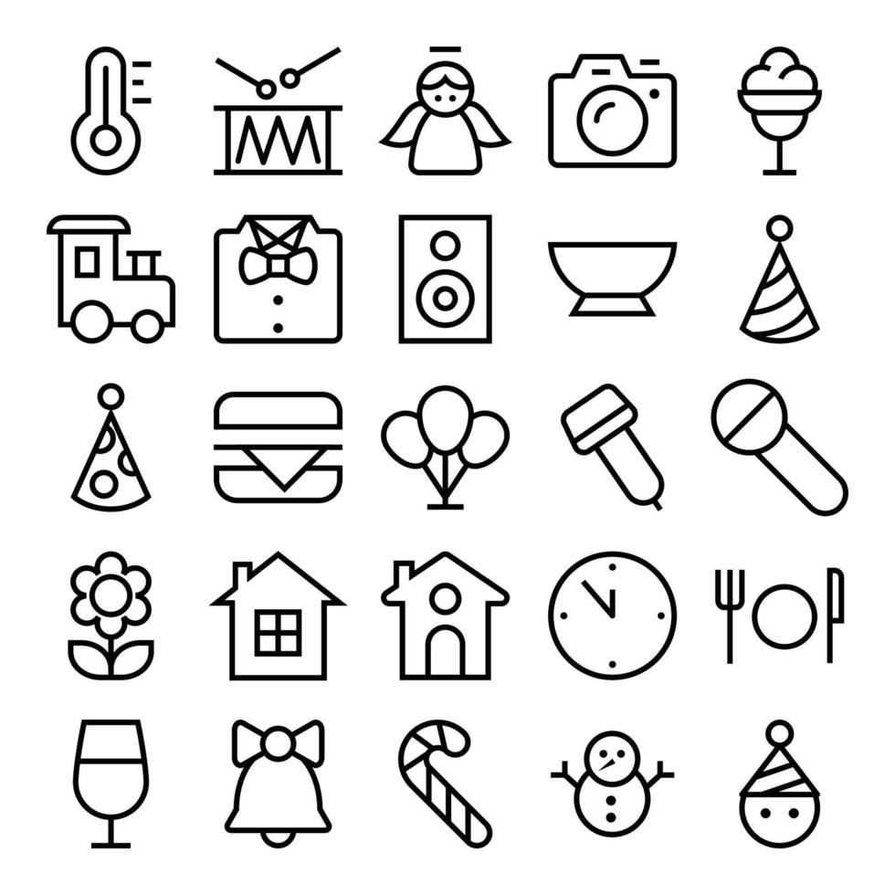 Outline icons for Christmas and easter. vector