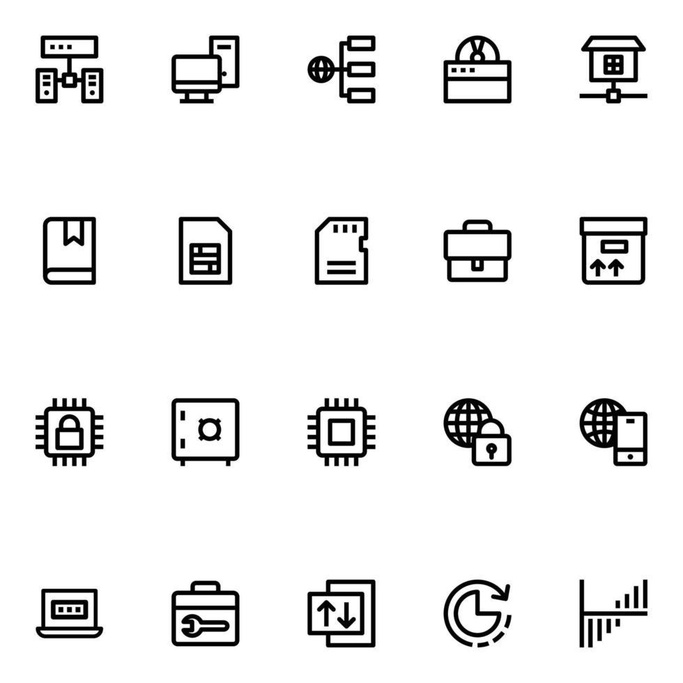 contorno íconos para datos ciencia. vector