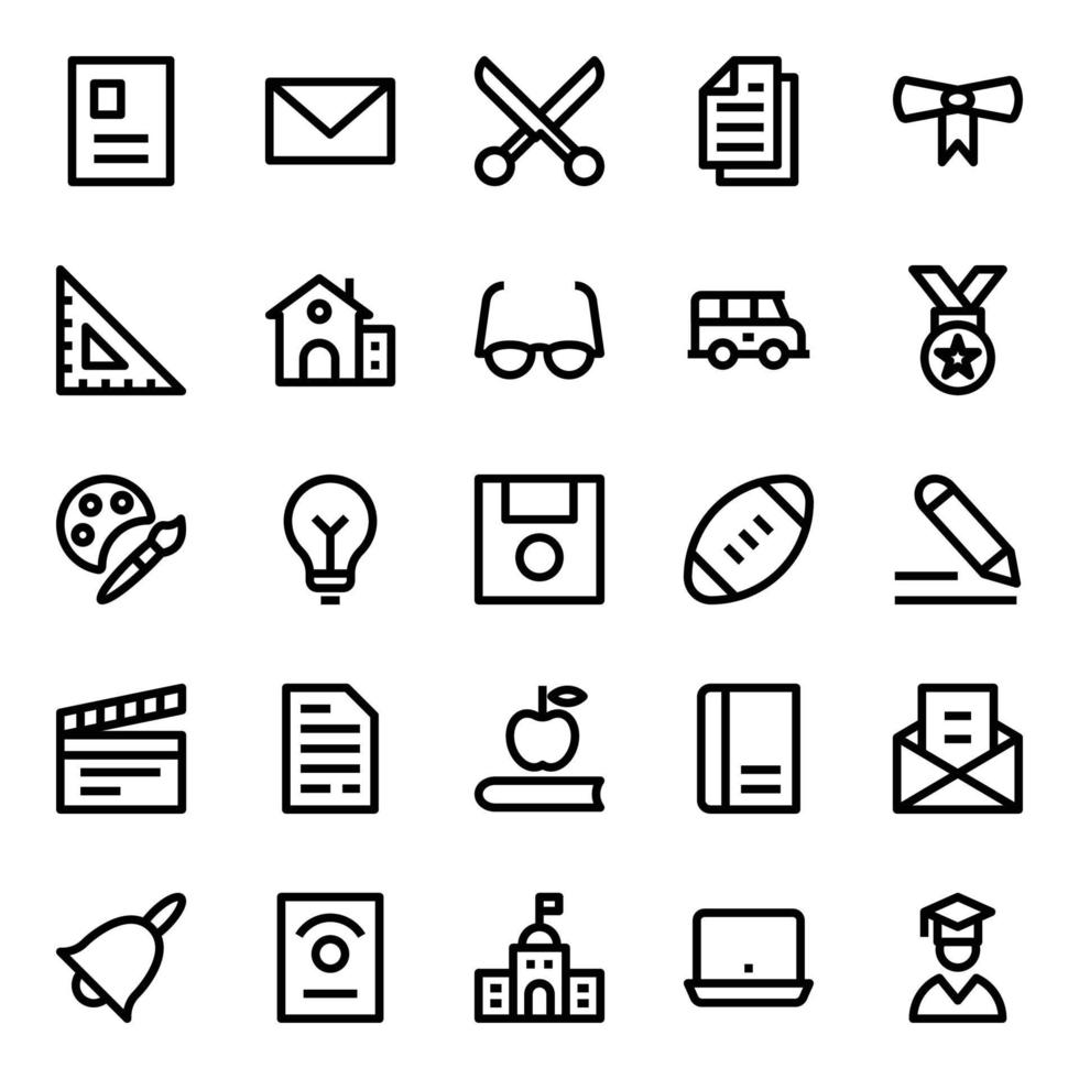 iconos de contorno para la educación. vector