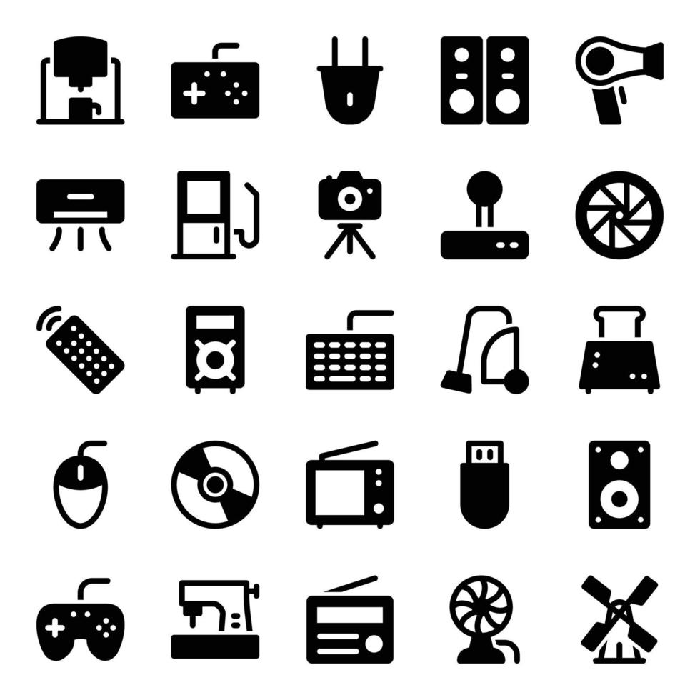 Glyph icons for electronics. vector