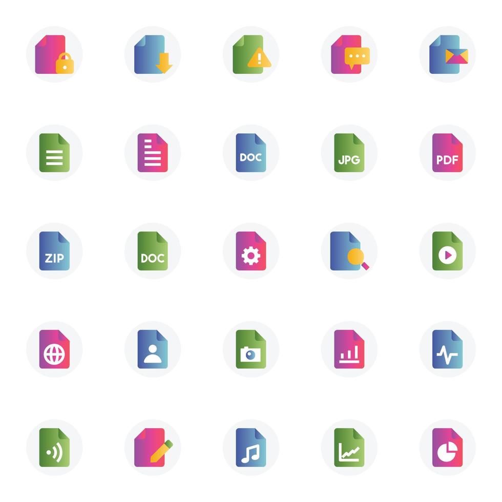 Gradient color icons for File and folder. vector