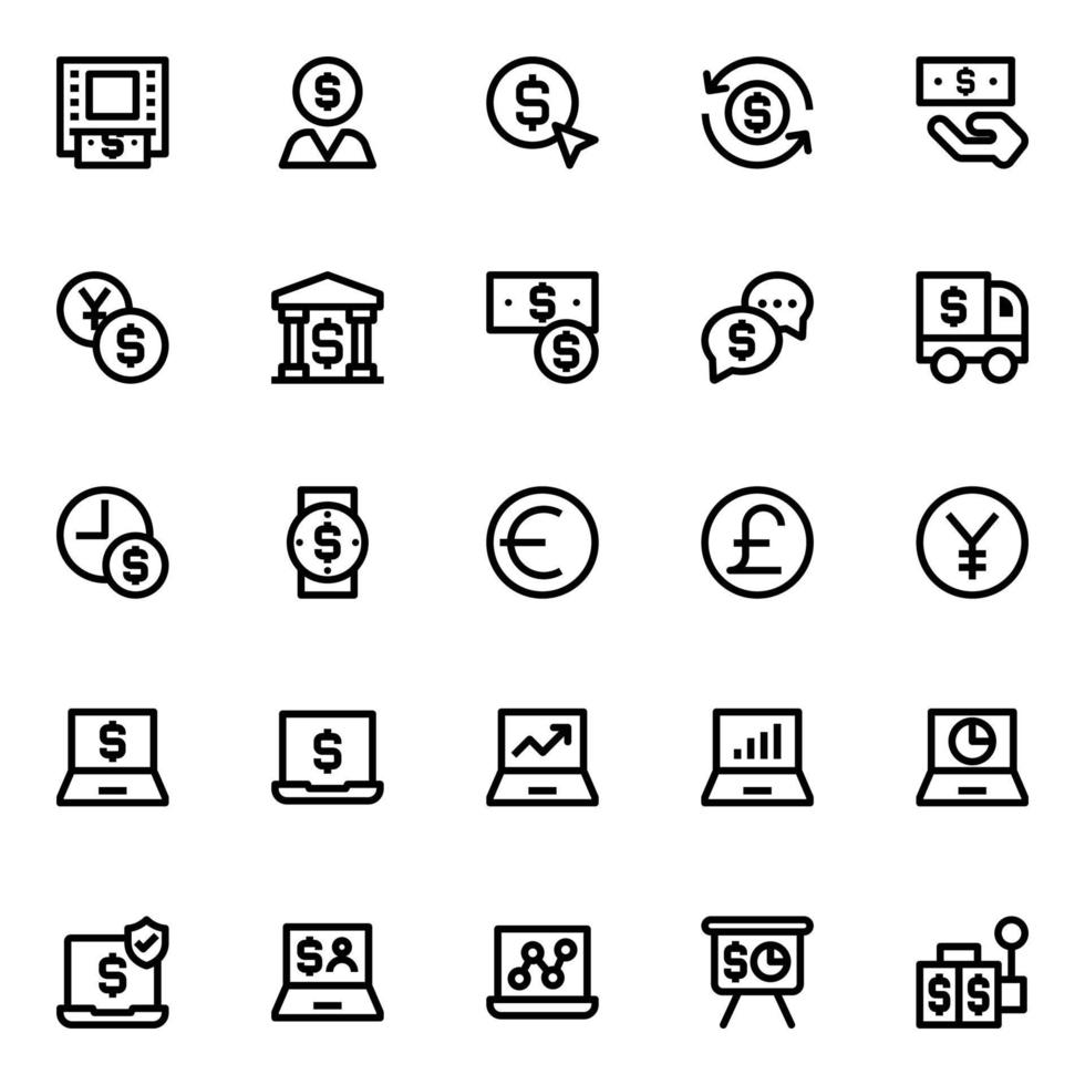 Outline icons for finance and payments. vector