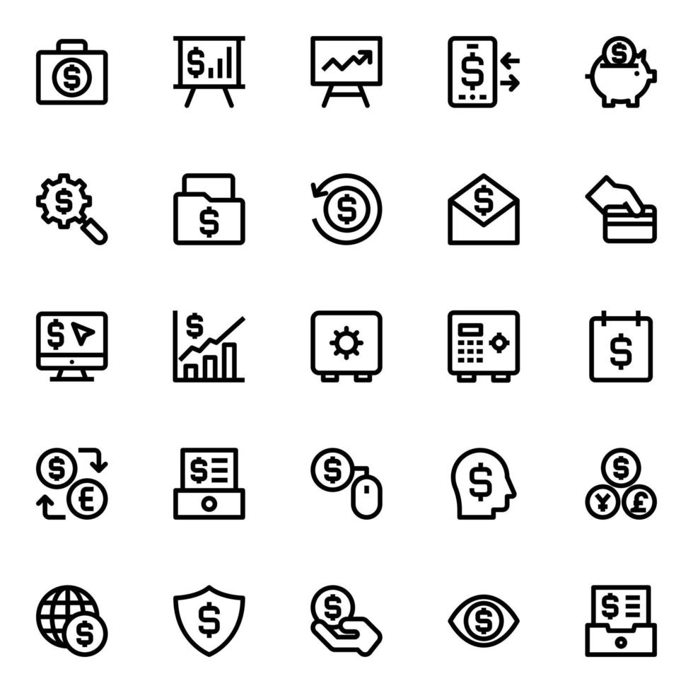 Outline icons for finance and payments. vector