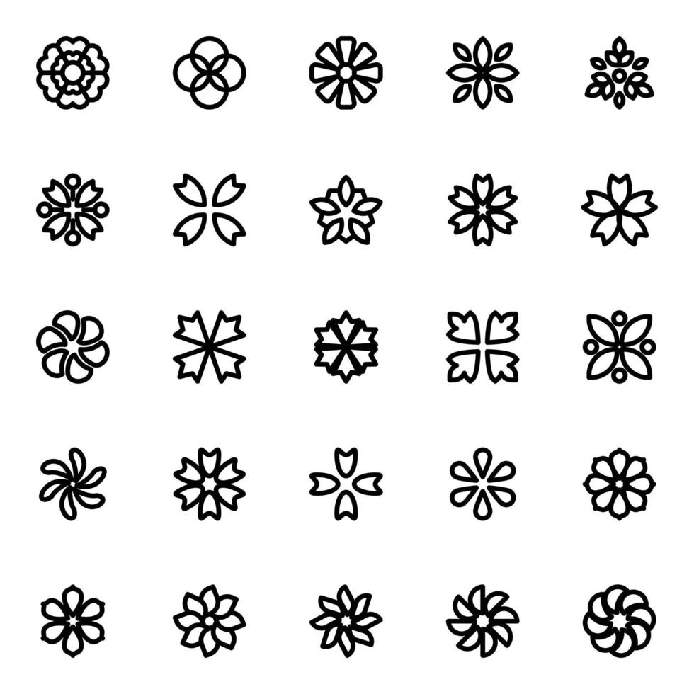 Outline icons for flowers. vector