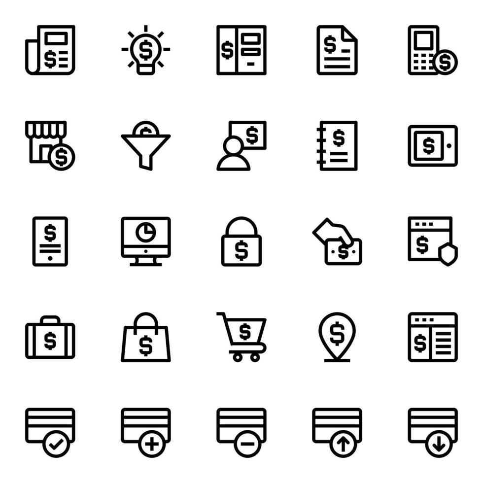 Outline icons for finance and payments. vector