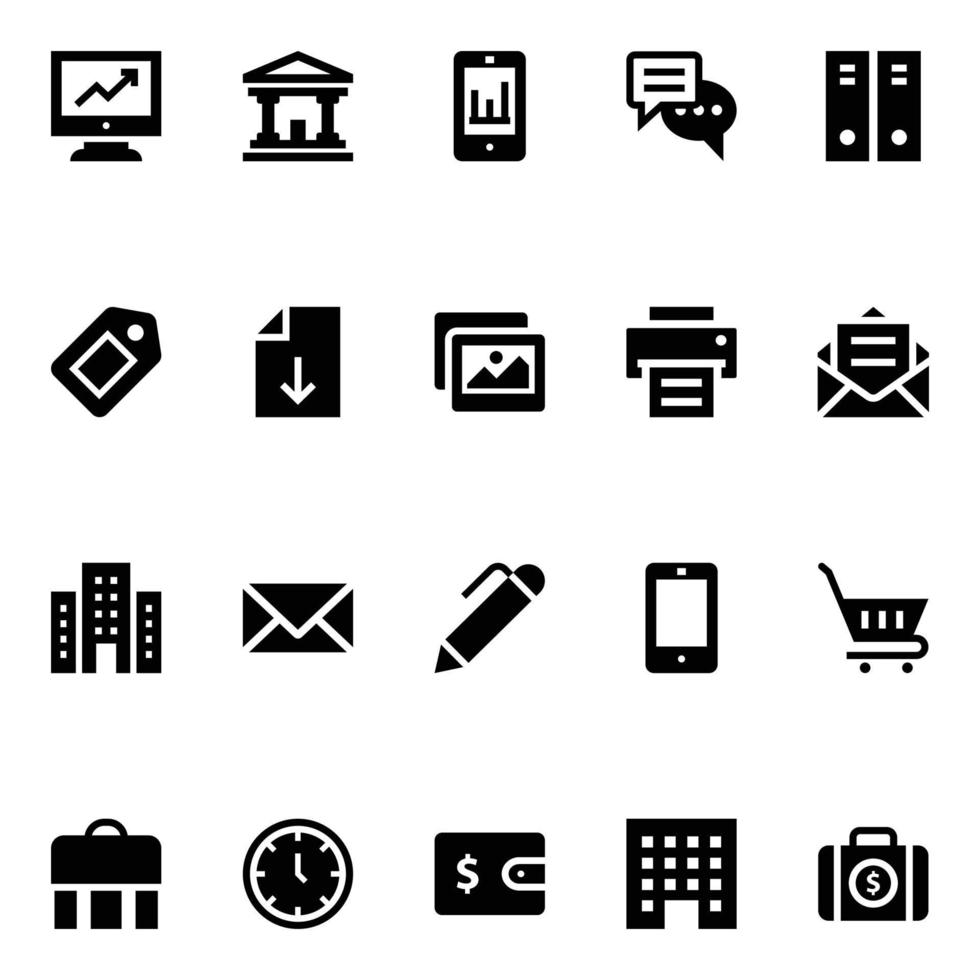 Glyph icons for Banking and finance. vector