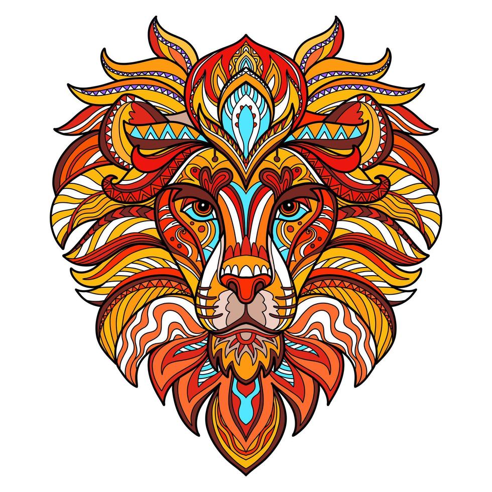 Tangle abstract lion head vector colorful isolated illustration