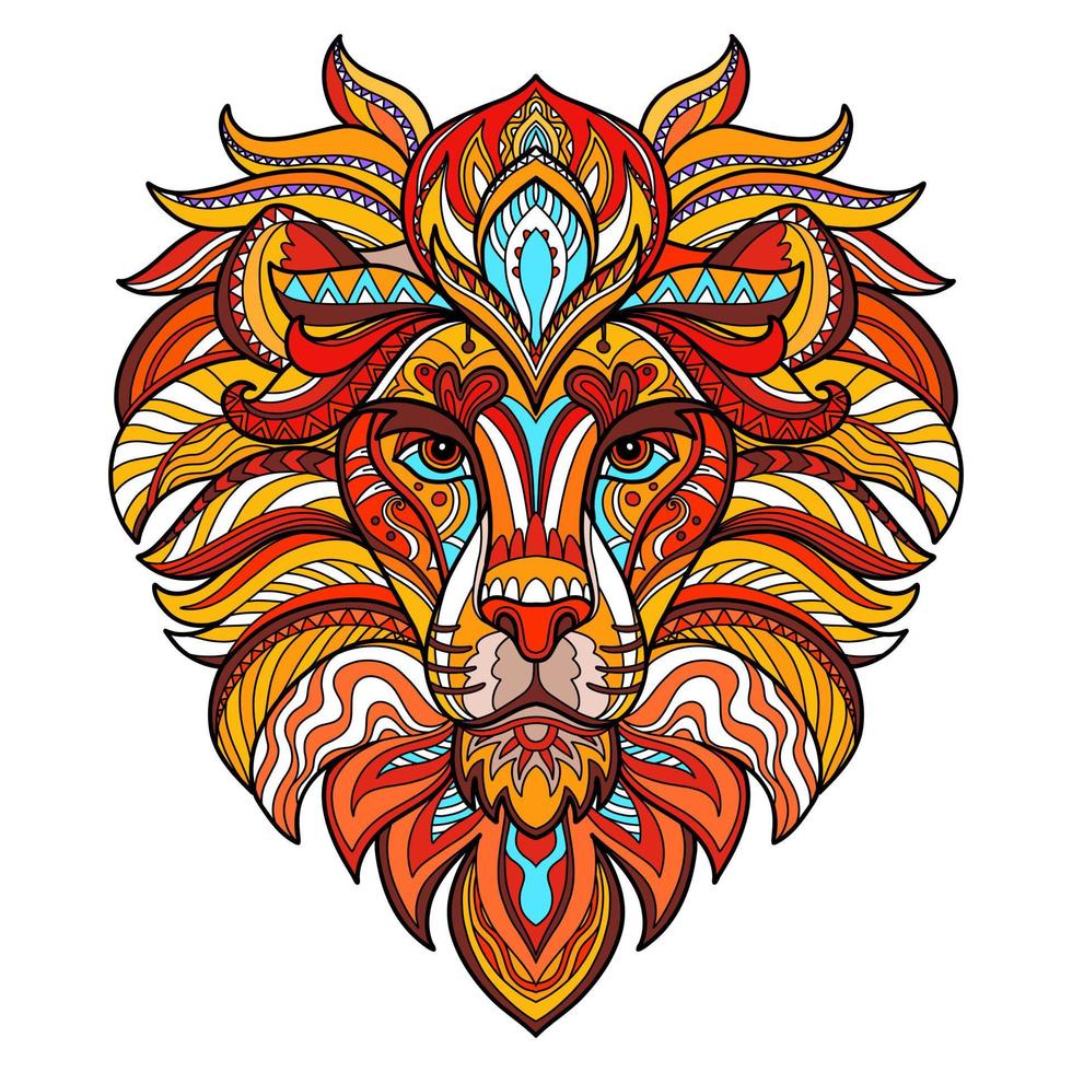 Tangle abstract lion head vector colorful isolated illustration