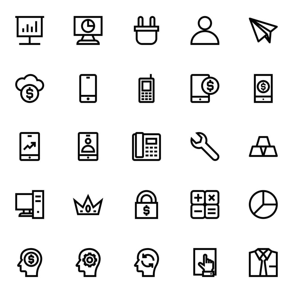 Outline icons for Business, office and internet. vector