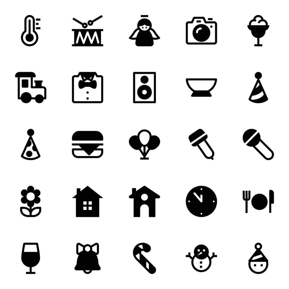 Glyph icons for Christmas and easter. vector
