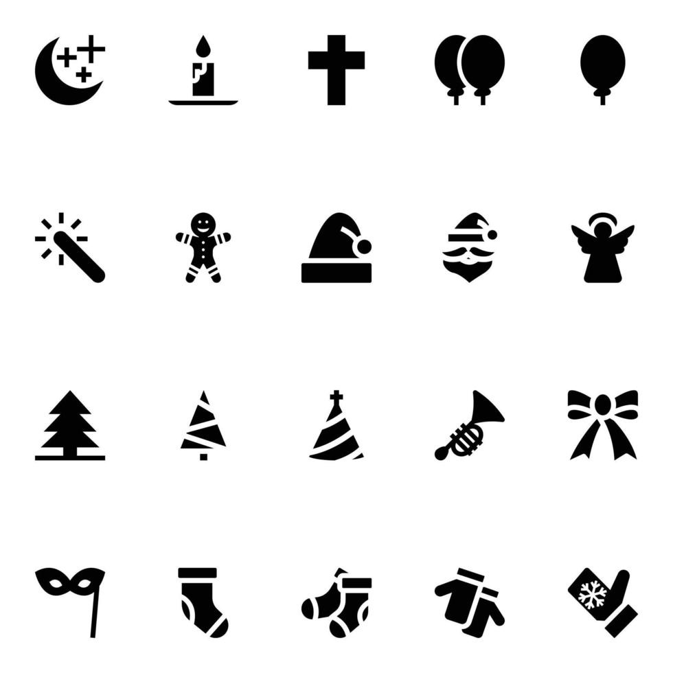 iconos de glifo para navidad. vector