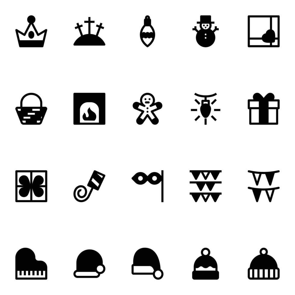 Glyph icons for Christmas and easter. vector