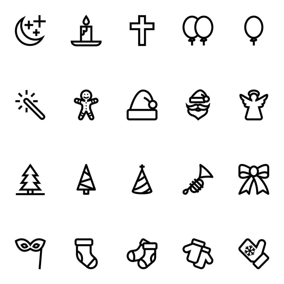 Outline icons for Christmas. vector