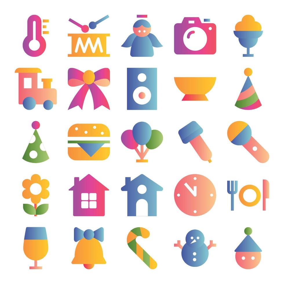 Gradient color icons for Christmas and easter. vector