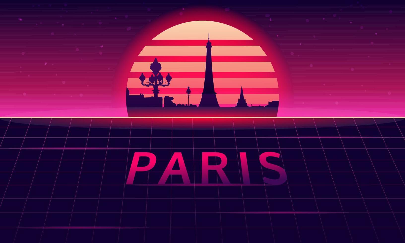 Paris silhouette with sunset background vector