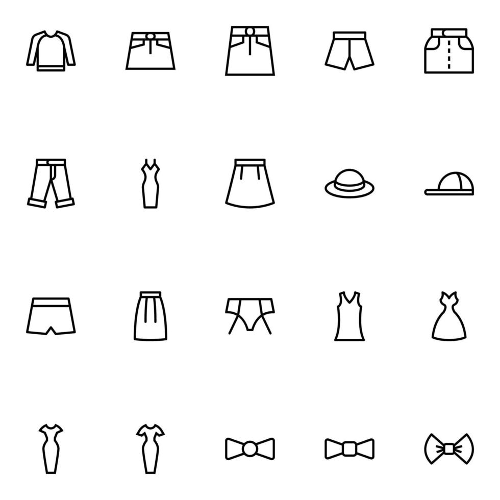 Outline icons for clothes. vector