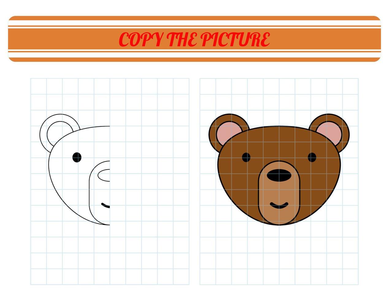 repetir el fotografía. colorante libro para niños. para niños educación. dibujos animados animal oso vector