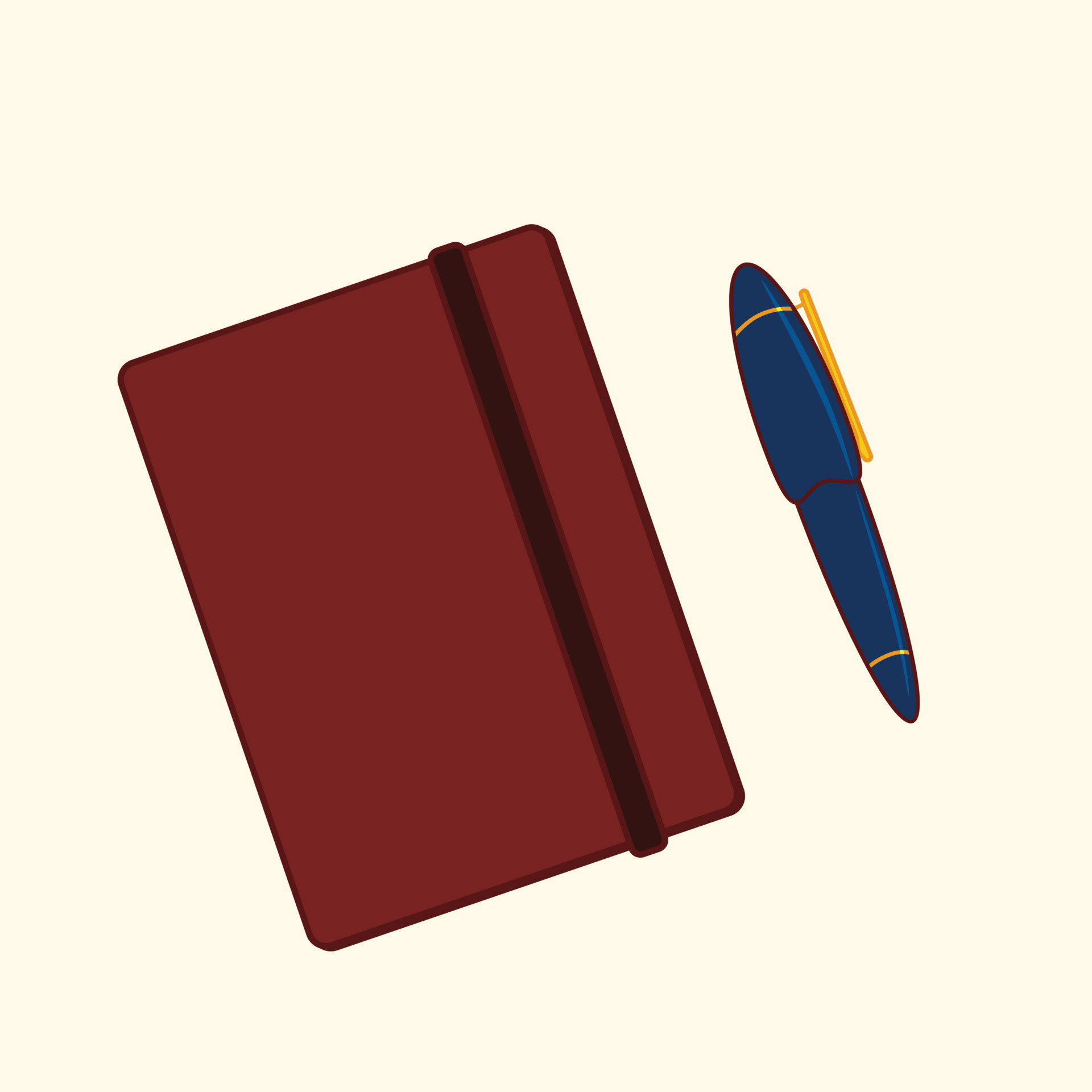 Retro style vector illustration of a vintage notebook and a pen